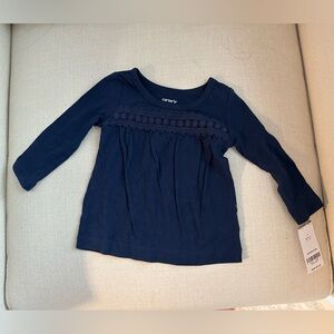 Baby Girls Carter's Dark Blue Crochet Long Sleeve Top